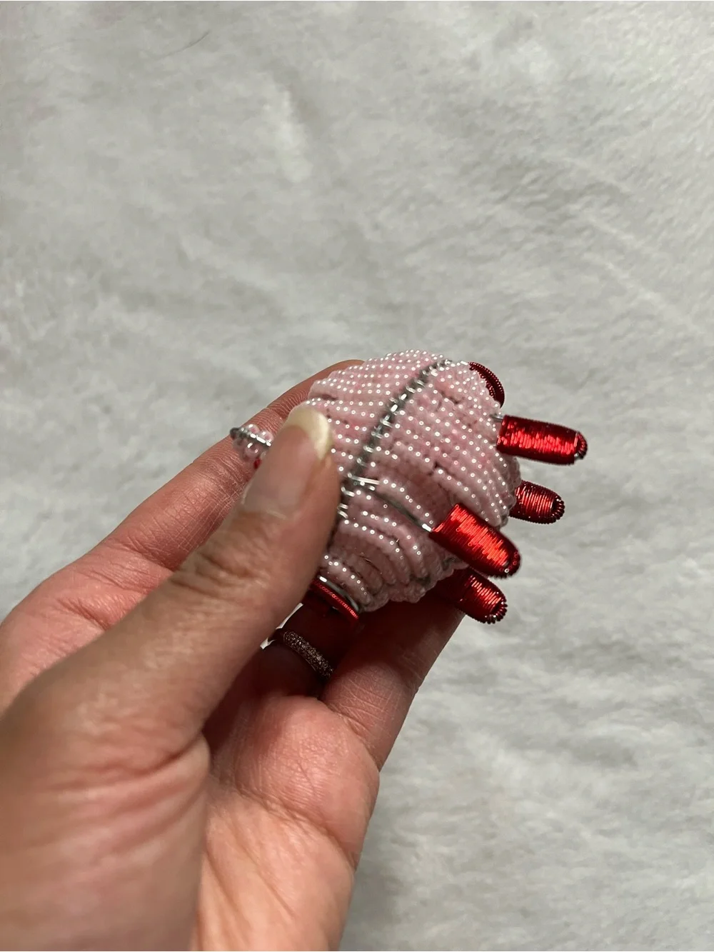 Pig Beaded Pink Pig Charm with Red Accents gift knick knacks